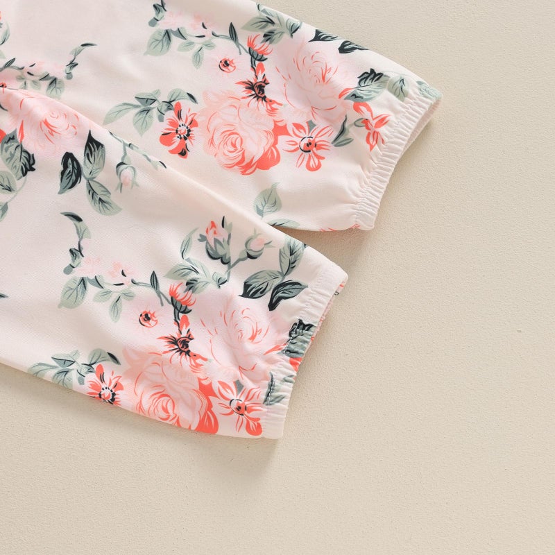 wybzd Im New Here Newborn Outfit Girl Boy Coming Home Clothes Ribbed Long Sleeve Romper Top Floral Pants Set 4pcs (A Pink New Here, 0-3 Months) - Image 5