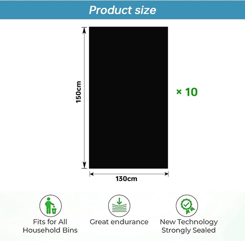 Maykela Garbage Bag 70 Gallon Trash Bags Outdoor Large Black Heavy Duty Trash Can Liners for Outdoor,Lawn and Leaf Storage Home Large 70 Gallon Garbage Can Liners 10 Pcs 130 * 150cm Comfort grip - Image 2