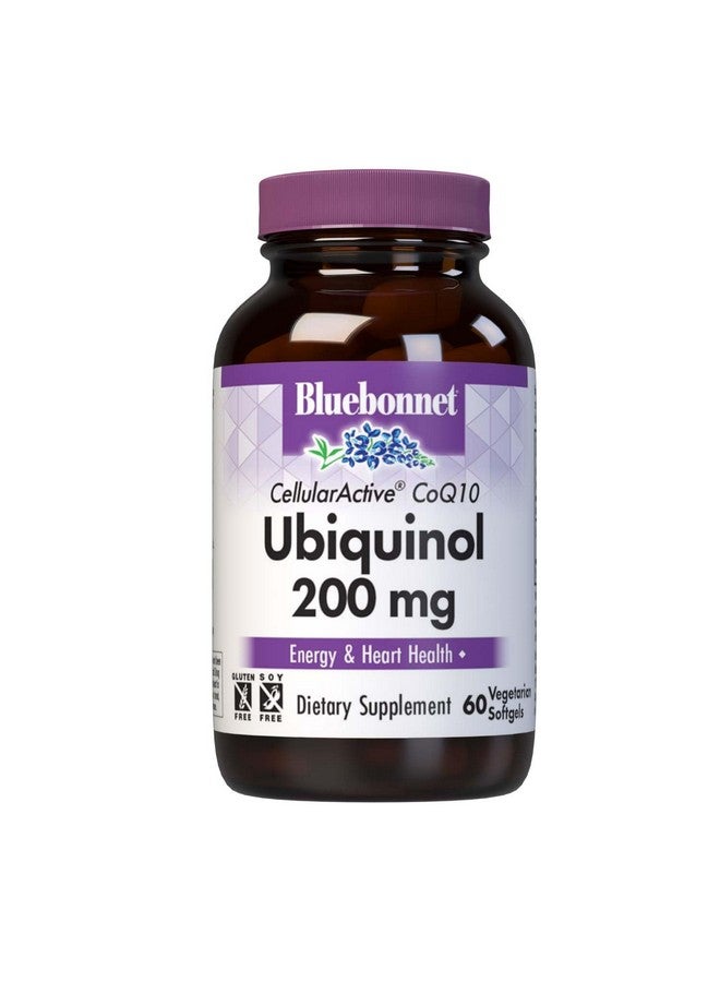 بلو بونيه كبسولات نباتية لينة من Bluebonnet Nutrition Active CoQ10 Ubiquinol 200mg، لصحة القلب والخلايا، خالية من الكائنات المعدلة وراثيًا، وخالية من الجلوتين وفول الصويا والحليب، باللون الأبيض، 60 كبسولة - Image 1