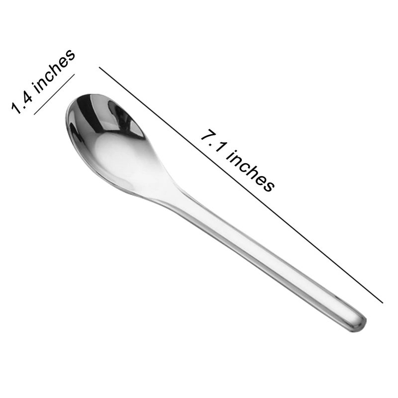 OULIGET Thick Heavy weight Dinner Soup Spoons,Stainless Steel Tablespoons,Chinese Silver Spoon,Heavy Duty Asian Thick Long Handle Spoons,7.1 inches,Set of 4 - Image 2