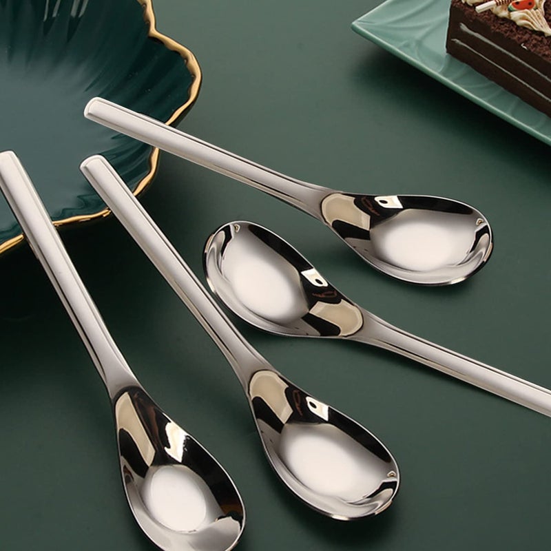 OULIGET Thick Heavy weight Dinner Soup Spoons,Stainless Steel Tablespoons,Chinese Silver Spoon,Heavy Duty Asian Thick Long Handle Spoons,7.1 inches,Set of 4 - Image 5