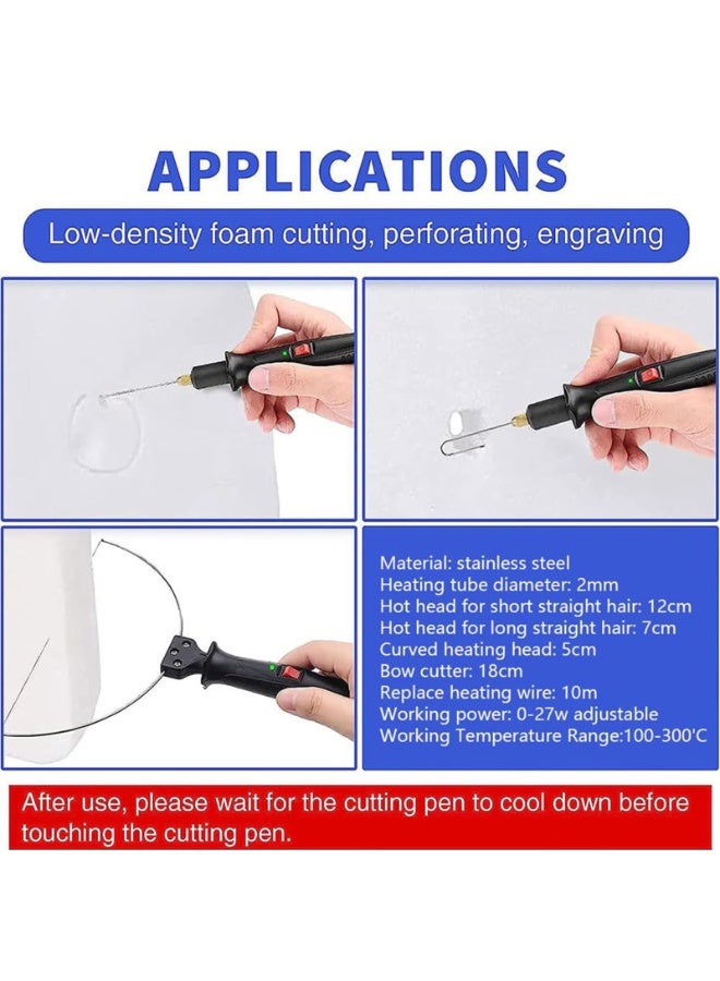 والالا طقم قاطع رغوة سلكي ساخن بقوة 28 واط مع منظم حرارة رقمي - 10 قطع من أقلام القطع الكهربائية، 4 رؤوس قابلة للتبديل لنحت دقيق على الستايروفوم ولوح الرغوة (100-240 فولت) - Image 4