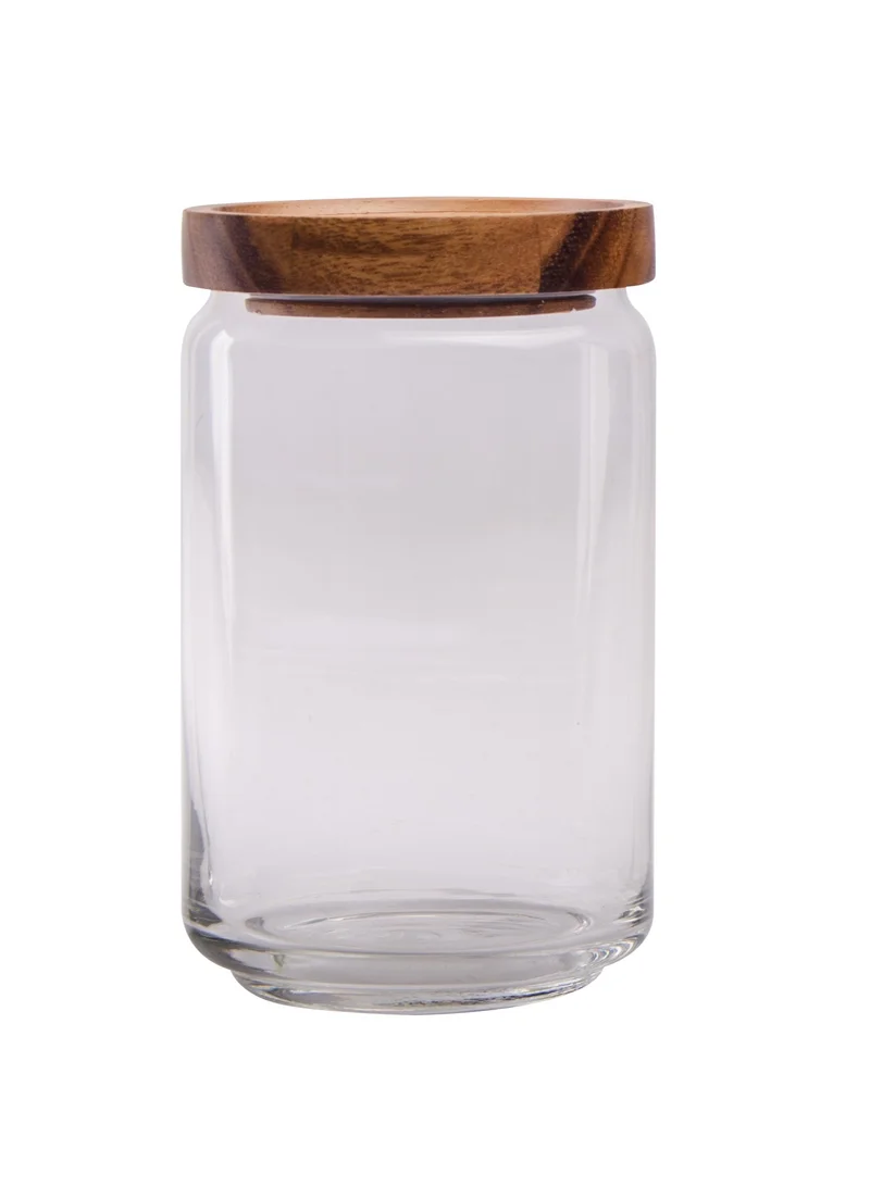 بيلي Glass Canister with Stackable Wooden Lid 750ML