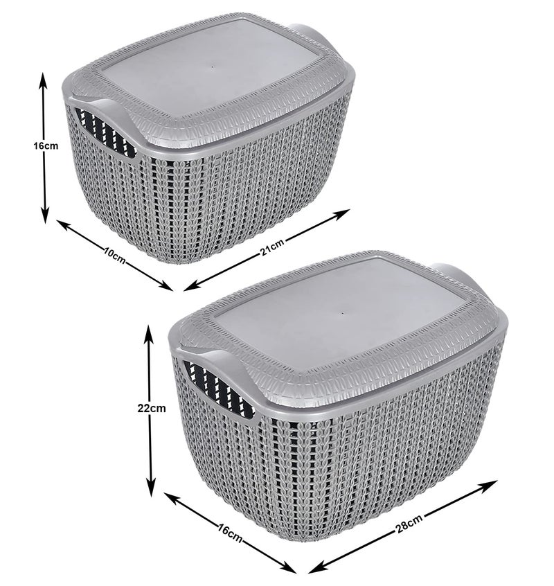 Kuber Industries Kuber Industries Multipurposes Large & Small M 30-25 Plastic Basket, Organizer for Kitchen, Countertops, Cabinets, Bathroom with Lids- Set of 2 (Grey) -46KKM058 - Image 5