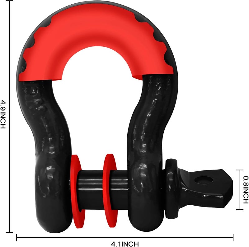 AUTDOUR 2 Pack 3/4" D Ring Shackle with 7/8" Pin 10,000 lbs Rugged Off Upgraded Heavy Duty Shackle with Pulley Towing Ring for Tow Strap Winch Off Road Jeep Truck ATV & UTV Vehicle Recovery (Black-S) - Image 4