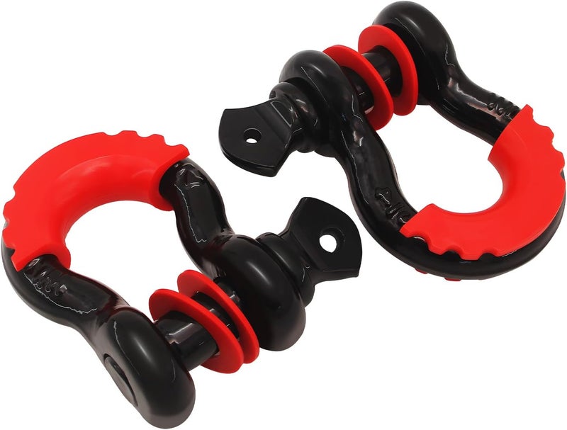 AUTDOUR 2 Pack 3/4" D Ring Shackle with 7/8" Pin 10,000 lbs Rugged Off Upgraded Heavy Duty Shackle with Pulley Towing Ring for Tow Strap Winch Off Road Jeep Truck ATV & UTV Vehicle Recovery (Black-S) - Image 1