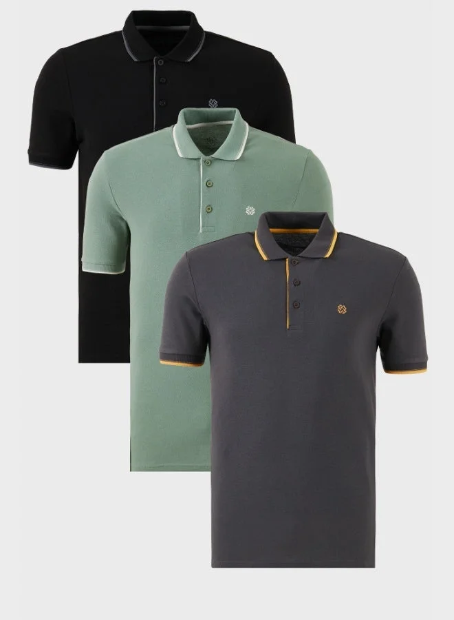 بوراتي تيشيرت رجالي بولو قطن ضيق مخطط من بوراتي  قطع