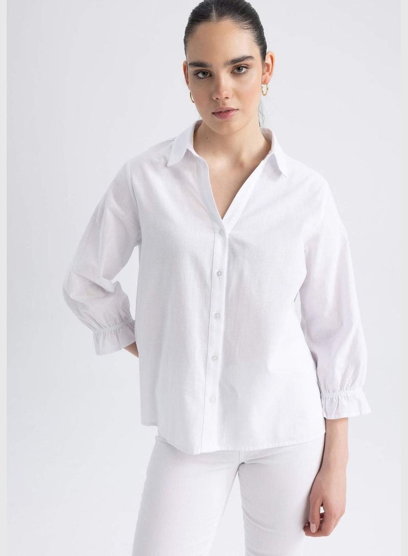 DeFacto Woman Loose Fit Woven Long Sleeve Shirt - Image 4