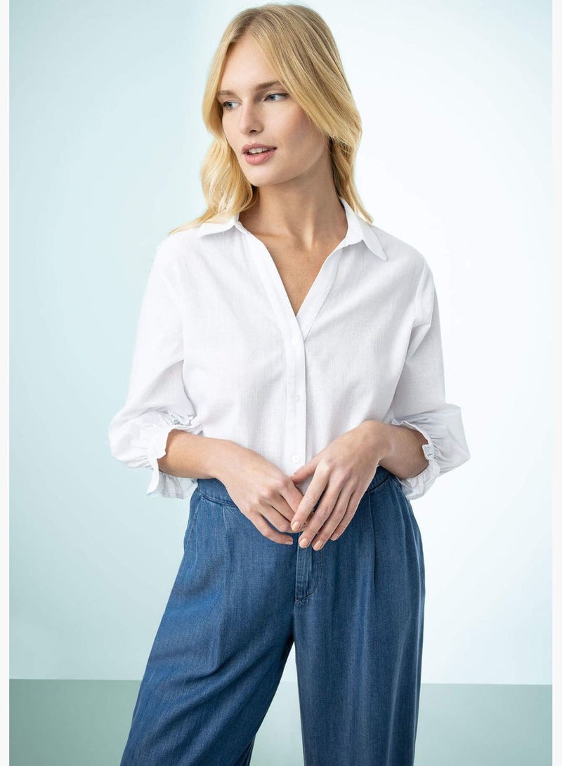 DeFacto Woman Loose Fit Woven Long Sleeve Shirt - Image 1