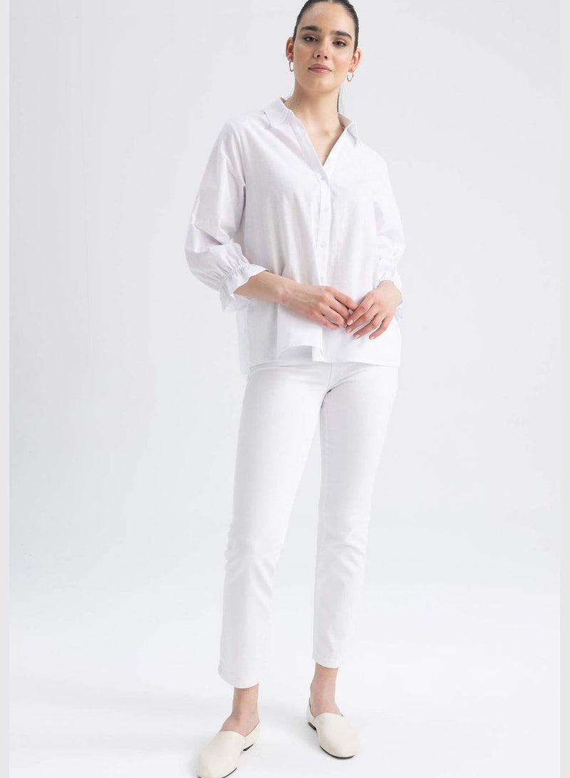 DeFacto Woman Loose Fit Woven Long Sleeve Shirt - Image 5