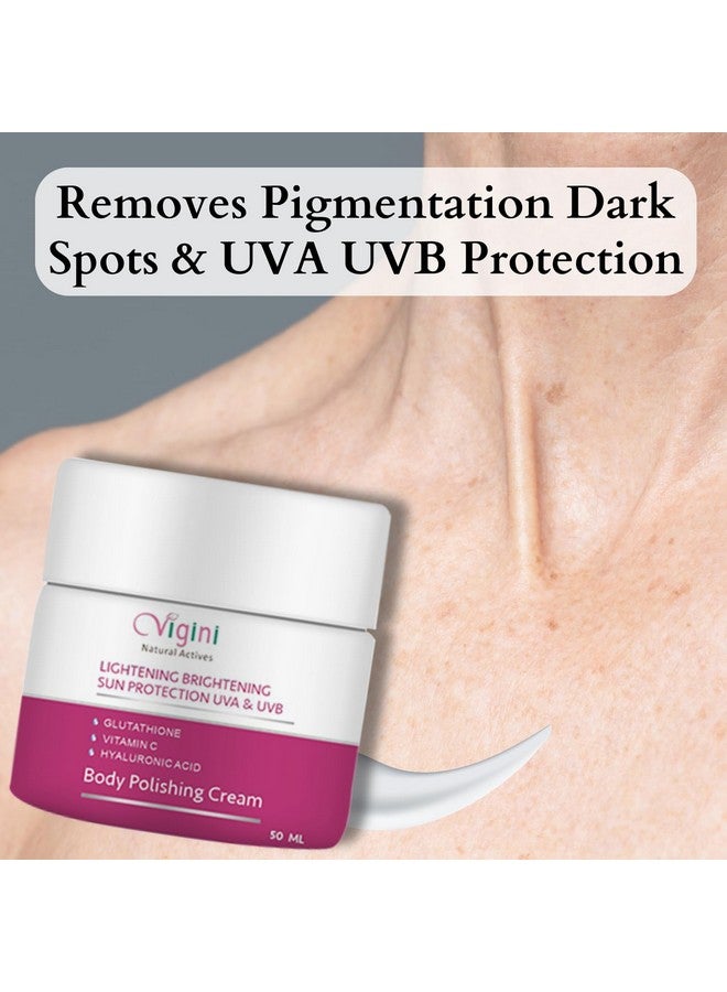 فيجيني كريم تفتيح البشرة وتلميعها ومرطب الجسم I مع الجلوتاثيون وفيتامين C وحمض الهيالورونيك I والتصبغ والبقع الداكنة وإزالة الإبطين والركبتين والمرفقين I الرجال والنساء 50 مل - Image 2