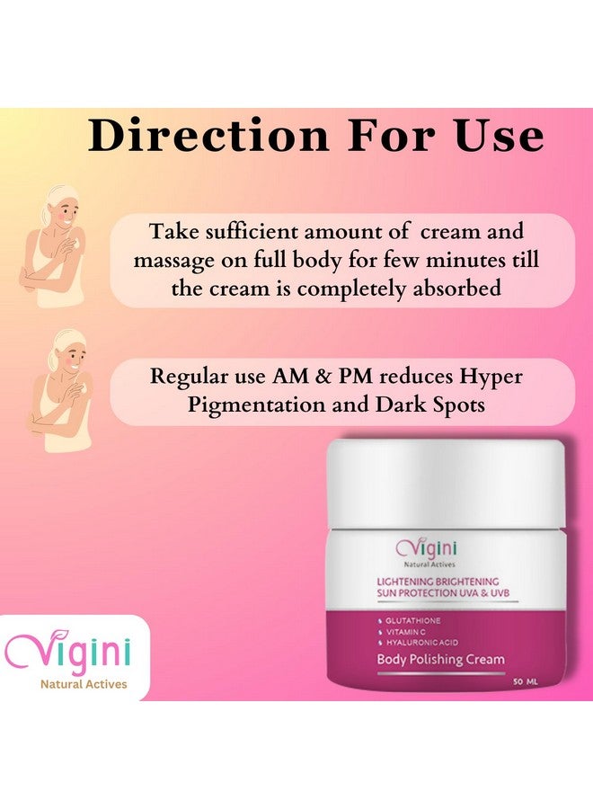 فيجيني كريم تفتيح البشرة وتلميعها ومرطب الجسم I مع الجلوتاثيون وفيتامين C وحمض الهيالورونيك I والتصبغ والبقع الداكنة وإزالة الإبطين والركبتين والمرفقين I الرجال والنساء 50 مل - Image 5