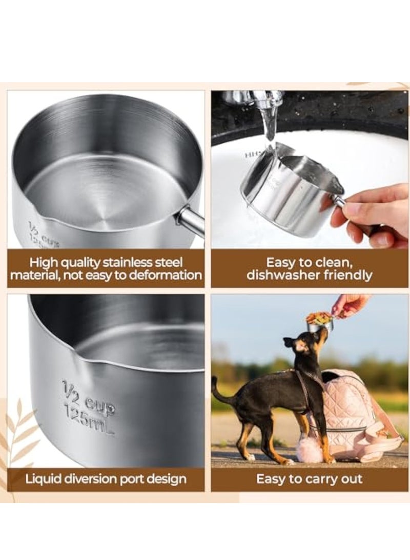 SOLARAE 3Pcs Dog Food Scoop, Pet Food Measuring Cup, Stainless Steel Measuring Cup for Dry and Liquid, Cooking & Baking, Pet Food Feeding Scoop for Dog Food 1, 1/2, 1/4 Cup Scoop for Pet Food Feeding - Image 5