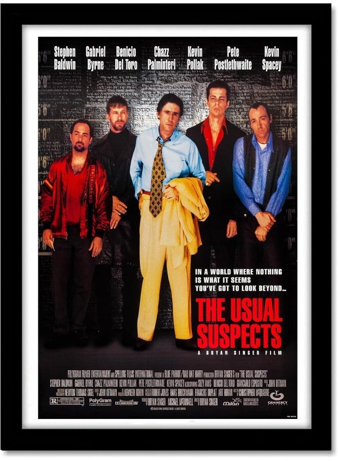 GRAY WALL - The Usual Suspects Movie Framed Poster Acrylic Glass For Room & Office (10 Inch X 13 Inch, Multicolor) - Image 1
