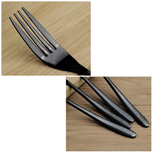 Vababa 16-Piece Mirror Finish Black Stainless Steel Dessert Forks, 7.2-INCH - Image 2
