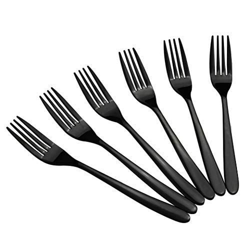 Vababa 16-Piece Mirror Finish Black Stainless Steel Dessert Forks, 7.2-INCH - Image 1