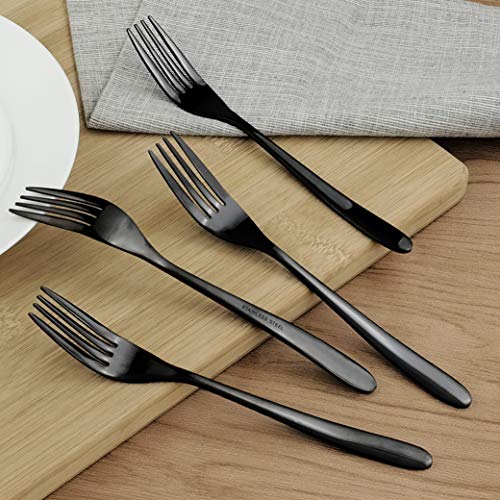 Vababa 16-Piece Mirror Finish Black Stainless Steel Dessert Forks, 7.2-INCH - Image 4
