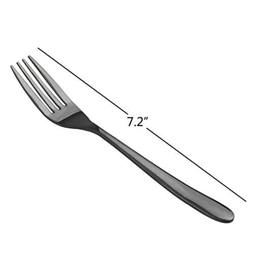 Vababa 16-Piece Mirror Finish Black Stainless Steel Dessert Forks, 7.2-INCH - Image 3
