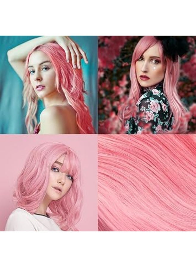 22 بوصة تاج شعر مستقيم بامتدادات الشعر الملونة متعدد الألوان، إمتدادات الشعر القابلة للتركيب لحفلات الأضواء، ملحقات تاج الشعر للفتيات والنساء كهدية (وردي) - Image 3