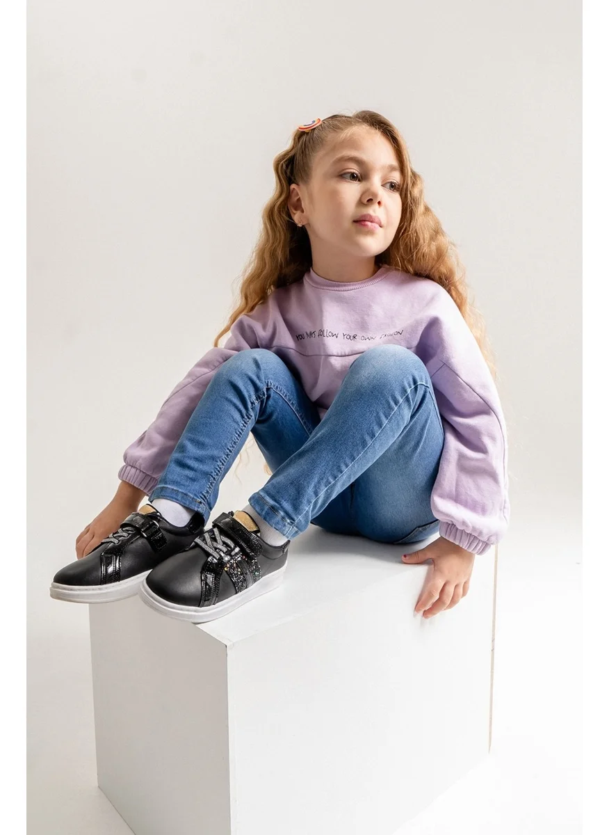 Mnpc Girl Black Genuine Leather Anatomical Casual Shoes