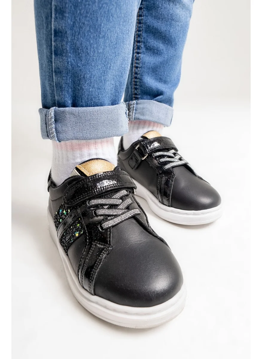Mnpc Girl Black Genuine Leather Anatomical Casual Shoes