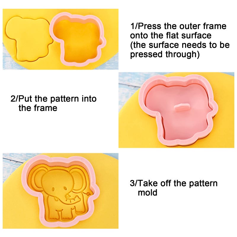Xzeemo 8 Pcs Animals Cookie Cutters, Plastic Cookie Stamps for Biscuits, Biscuit Cutters for Baking, Cute Cookie Cutters for Kids Children DIY Chocolate Mould (B) - Image 5