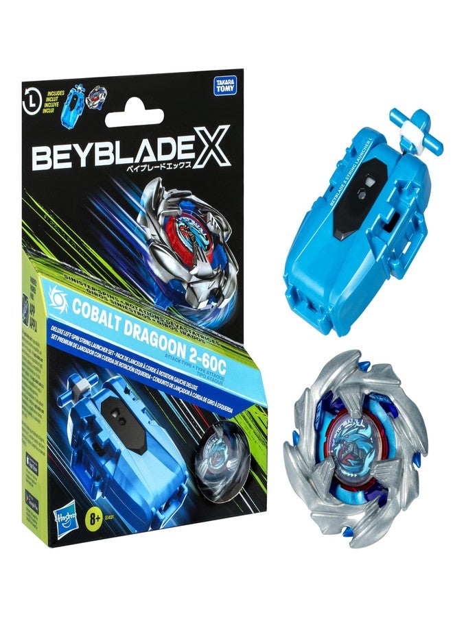 Beyblade X Cobalt Dragoon 2-60C Deluxe Left-Spin String Launcher Set with Attack Type Top Left-Spinning Top Toy; Great Gift for 8 Year Old Boys and Girls - Image 1