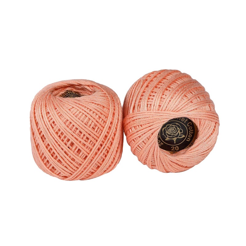 CORIOX Crochet Thread Set Of 10 Ball Crochet Cotton Thread Yarn For Knitting And Craft Making. Size 55 To 60 Mtr Approx (Peach) - 200 Gm - Image 3