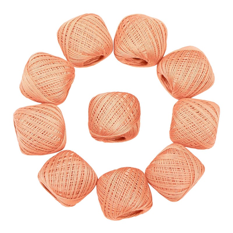 CORIOX Crochet Thread Set Of 10 Ball Crochet Cotton Thread Yarn For Knitting And Craft Making. Size 55 To 60 Mtr Approx (Peach) - 200 Gm - Image 2