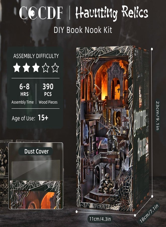 CCCDF Book Nook Kit, DIY Miniature Dollhouse, Library Booknook Kit Bookend Bookshelf with LED Light for Adults Teens (Haunting Relics) - Image 2