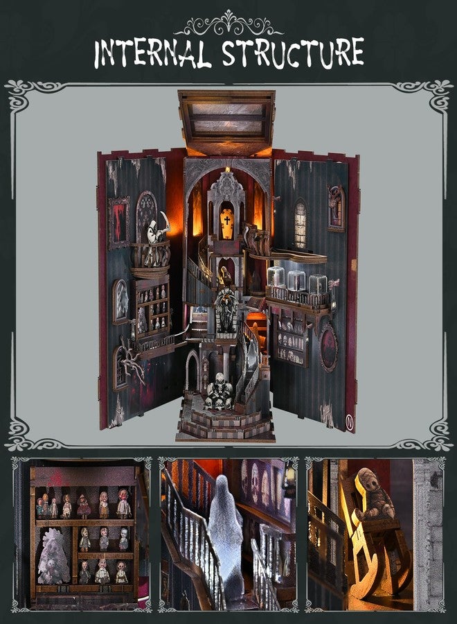 CCCDF Book Nook Kit, DIY Miniature Dollhouse, Library Booknook Kit Bookend Bookshelf with LED Light for Adults Teens (Haunting Relics) - Image 5