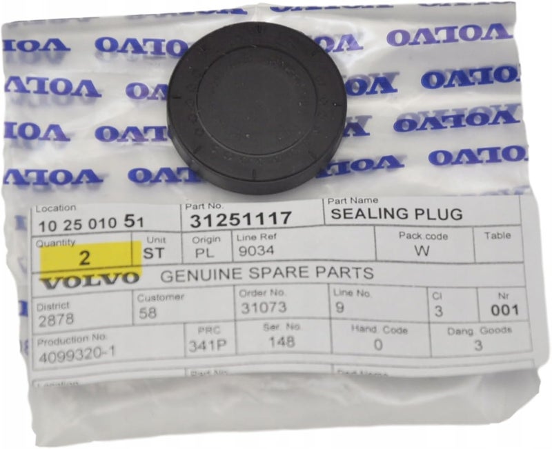 Volvo 31251117, Engine Camshaft Plug - Image 1