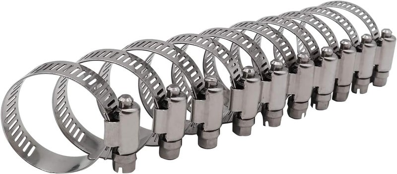 ROADFORMER 1" Worm Gear Hose Clamp - SAE 16 Size, Full Stainless Steel with 1/2" Band Width, Working Range 19mm - 38mm Hose Clamps, 10 Pack - Image 1