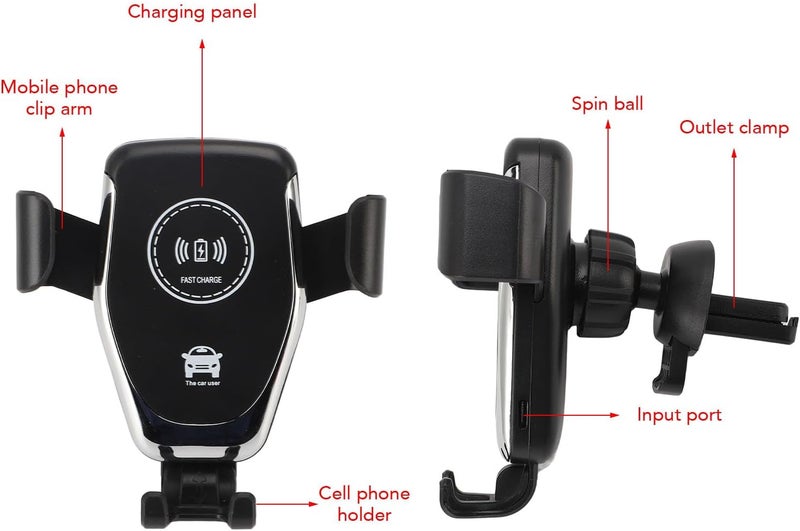 Wireless Car Charger, 15W Fast Charging Auto Clamping Car Phone Mount, 360 Degree Rotation Phone Holder Accessories with Secure Installation for Use - Image 3