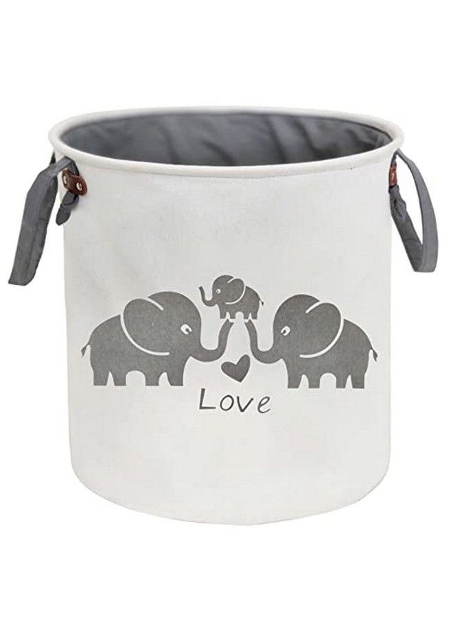 HIYAGON Laundry Basketscotton Fabric Laundry Hampercollapsible Storage Baskets Home Organizer Bin For Baby Nurserytoys(Love Elephant)  - Image 1
