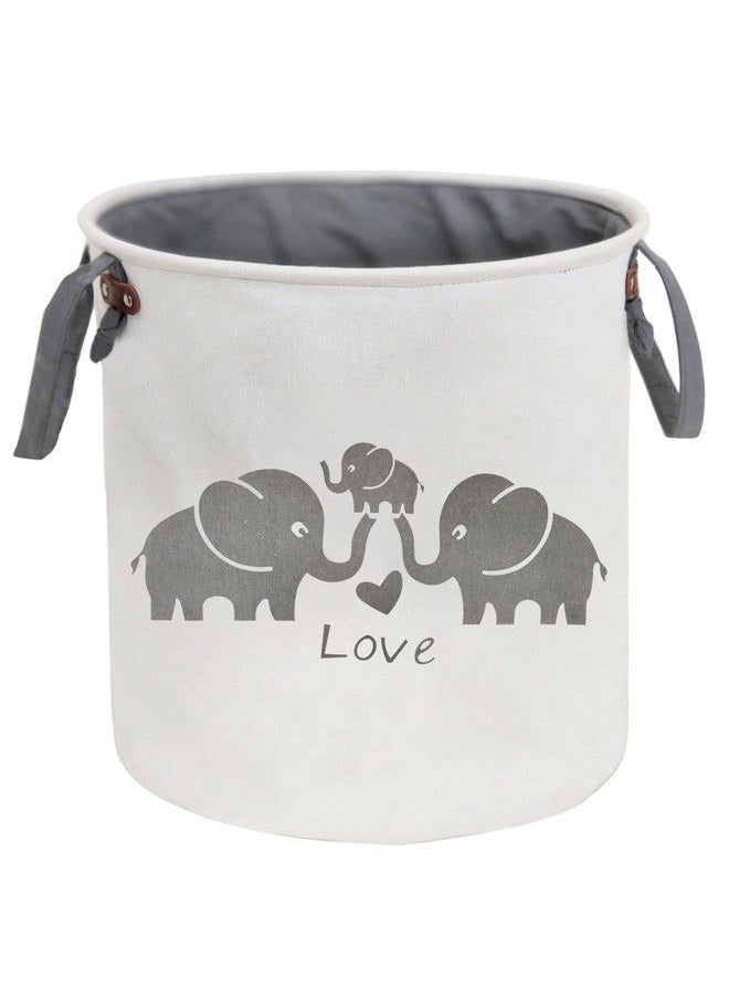 HIYAGON Laundry Basketscotton Fabric Laundry Hampercollapsible Storage Baskets Home Organizer Bin For Baby Nurserytoys(Love Elephant)  - Image 2