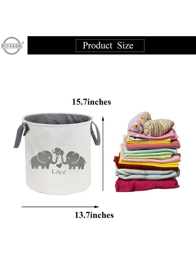 HIYAGON Laundry Basketscotton Fabric Laundry Hampercollapsible Storage Baskets Home Organizer Bin For Baby Nurserytoys(Love Elephant)  - Image 3