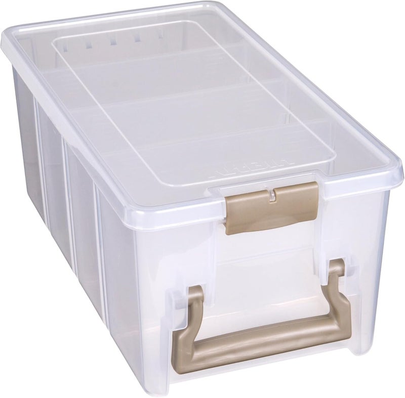 ArtBin 6925AB Semi Satchel with 3 Removable Dividers, Portable Art & Craft Organizer with Handle, [1] Plastic Storage Case, Clear - Image 1
