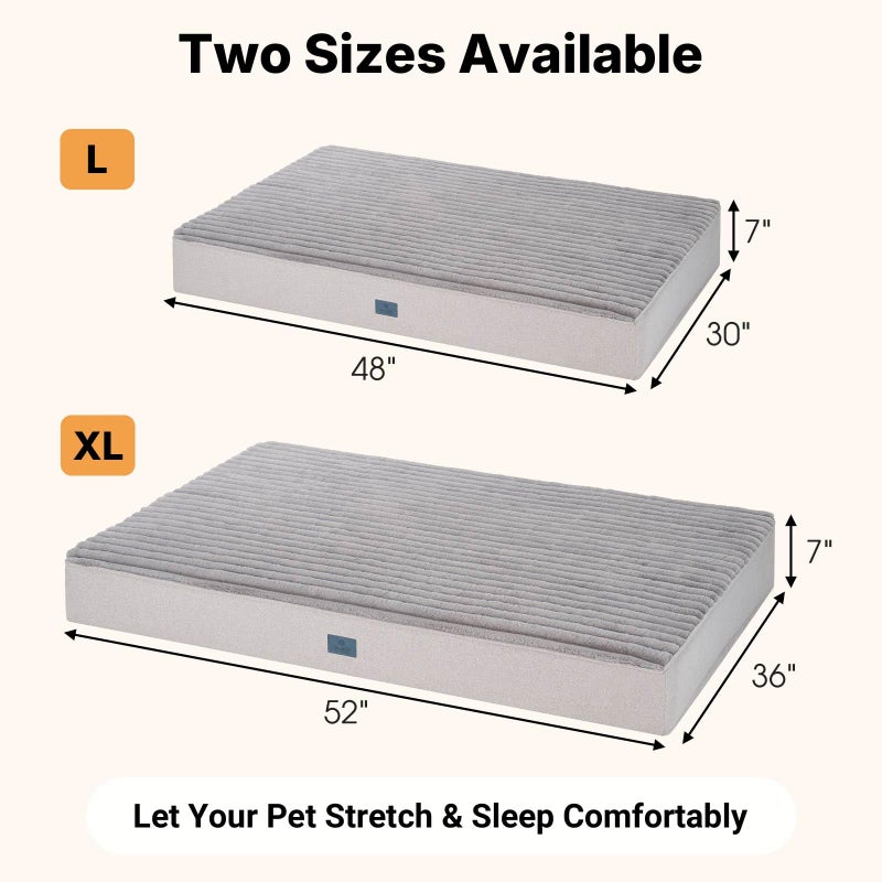 Veehoo Orthopedic Memory Foam Dog Bed, 7 Inch Thick Extra Large XXL Dog Bed for Senior Dogs with Ultra-Soft Fluffy Surface, Waterproof Liner, Removable Washable Cover and Non-Slip Bottom, 52"x36"x7" - Image 4