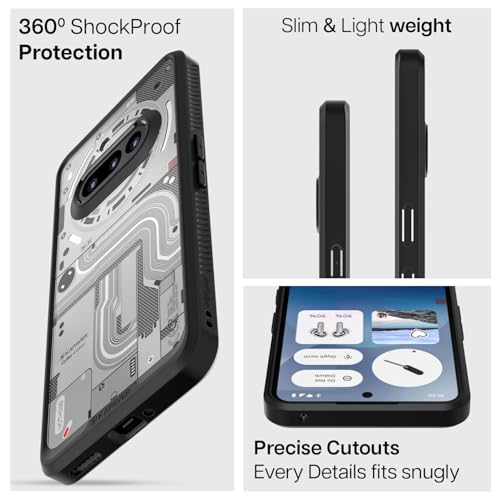 KAPAVER Impulse Series Back Cover Case for Nothing Phone 3a (PC +TPU) (Cyber-i Black Case + TG) - Image 4