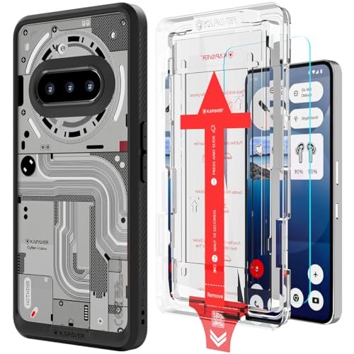 KAPAVER Impulse Series Back Cover Case for Nothing Phone 3a (PC +TPU) (Cyber-i Black Case + TG) - Image 1