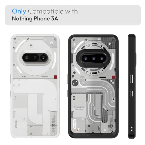 KAPAVER Impulse Series Back Cover Case for Nothing Phone 3a (PC +TPU) (Cyber-i Black Case + TG) - Image 2