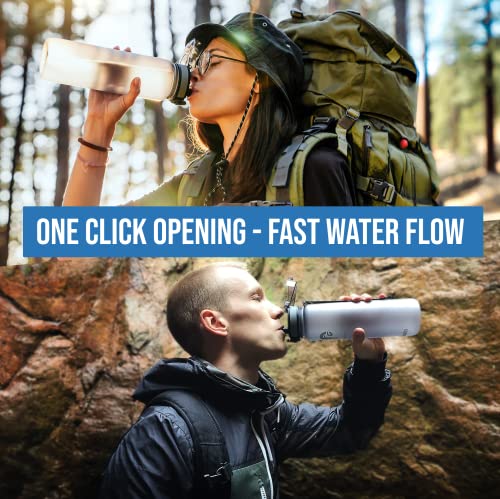 Embrava Best Sports Water Bottle - 32oz - Spill Proof & Lightweight - Perfect for Fitness & Outdoor Activities - Reusable Plastic - Narrow Mouth, Quart Sized - One-Click Water Bottle - Blue - Image 4