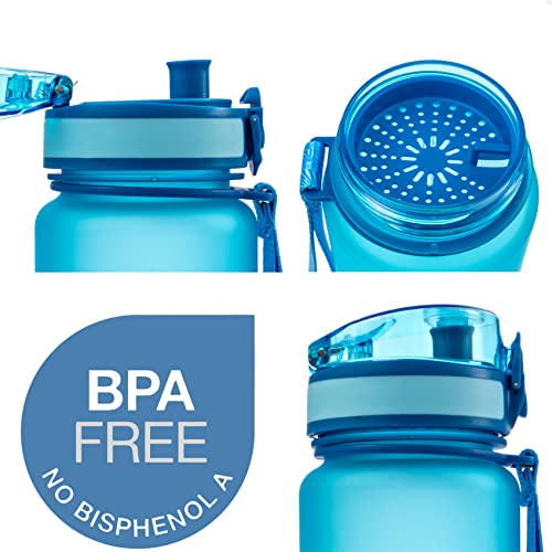 Embrava Best Sports Water Bottle - 32oz - Spill Proof & Lightweight - Perfect for Fitness & Outdoor Activities - Reusable Plastic - Narrow Mouth, Quart Sized - One-Click Water Bottle - Blue - Image 3