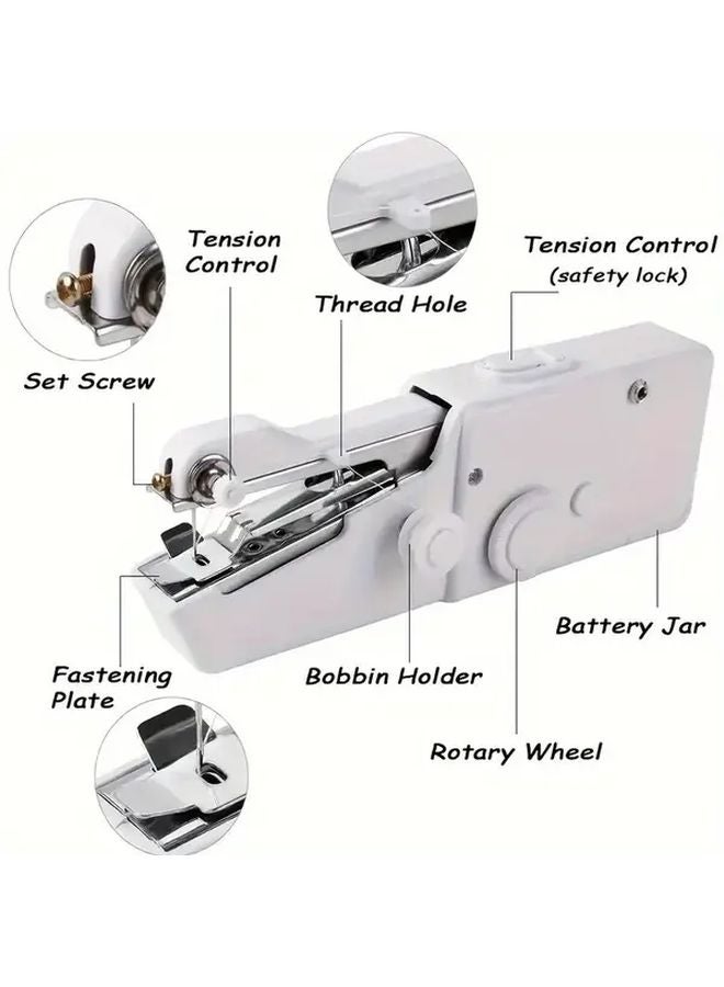 Portable Handheld Sewing Machine White Battery Operated For Fabric Repair And DIY - Image 5