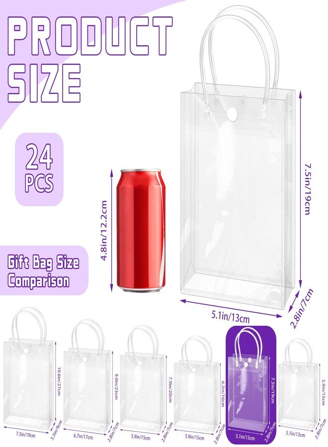 BadenBach 24 PCS Clear Gift Bags with Handles, 5.1 x 7.5 x 2.8 Inch Small Clear Plastic Party Favor Bag Transparent Goodie Tote Bag Gift Wrap Bags Bulk for Wedding Baby Shower Birthday Mother's Day - Image 2