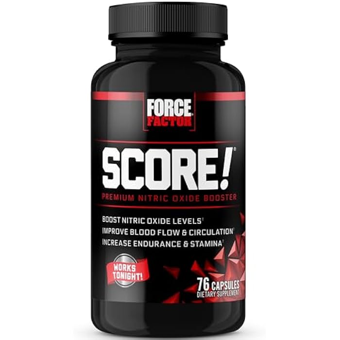 Force Factor مكمل أكسيد النيتريك للرجال من فورس فاكتور SCORE! مع عشب الماعز المثير، L-سيترولين، أشواغاندا، ماكا السوداء و تريبولوس، يعزز الطاقة والدافع، يزيد من التحمل، من أجل حيوية الرجال، 76 كبسولة - Image 1