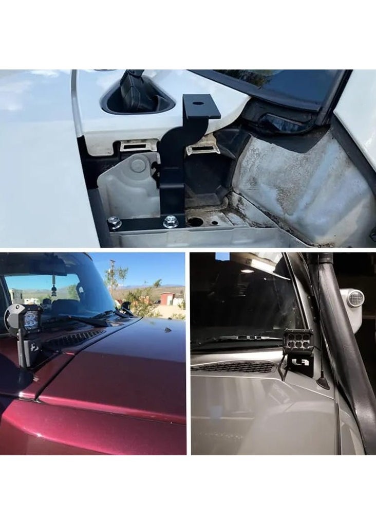 Generic LED Light Pod Mounting Bracket Set, A-Pillar Hood Mount, Compatible with Toyota FJ Cruiser 2007-2024  - Image 5