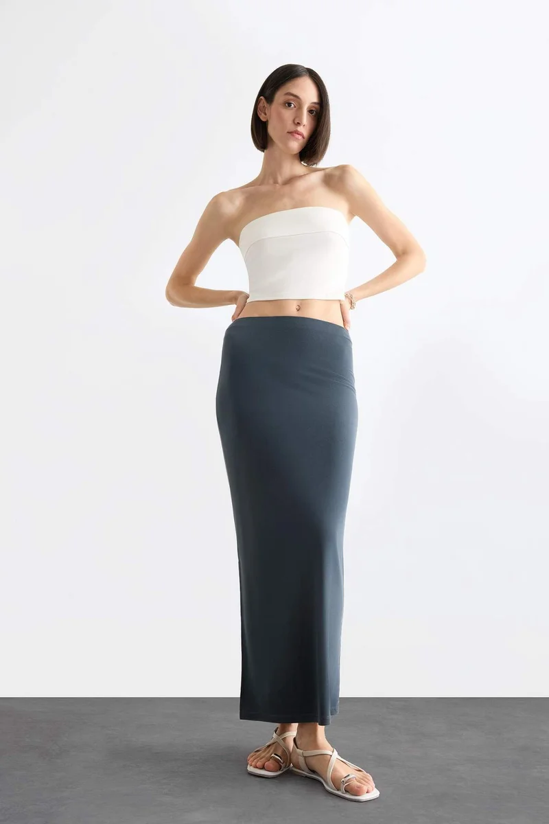 DeFacto Slim Fit Slit Midi Skirt