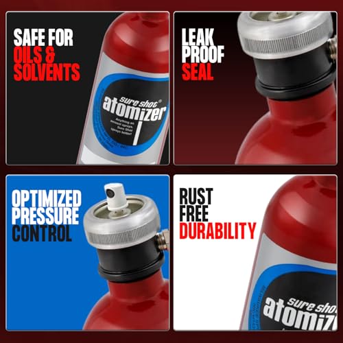 Sure Shot رشاش ألمنيوم قابل لإعادة التعبئة Sure Shot B8000PL سعة 1 لتر – مضغوط للزيوت الخفيفة، المنظفات وبعض المذيبات – هيكل ألمنيوم متين مع فوهة قابلة للتعديل – صنع في الولايات المتحدة الأمريكية - Image 5